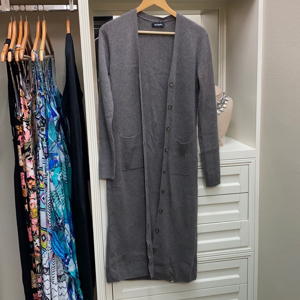 Cashmere ribbed cardigan dress